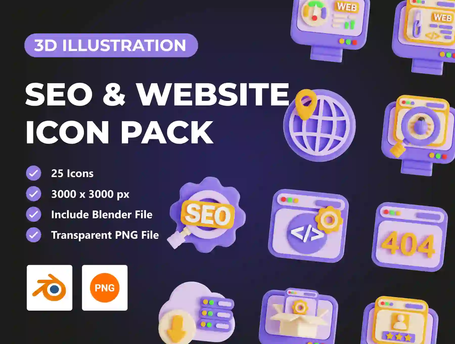 SEO & Website 3D Icon Pack