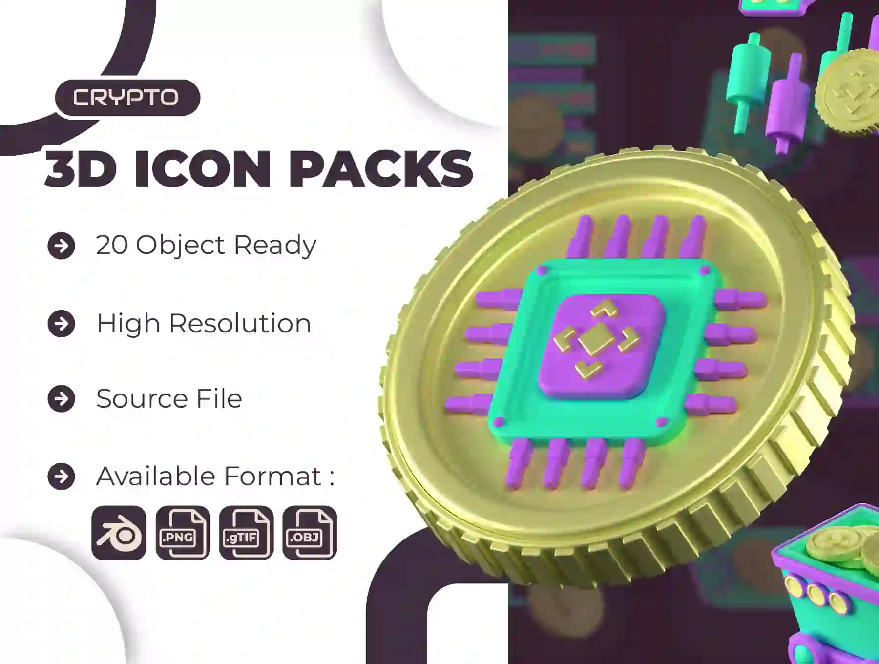 3D Crypto Icon Packs